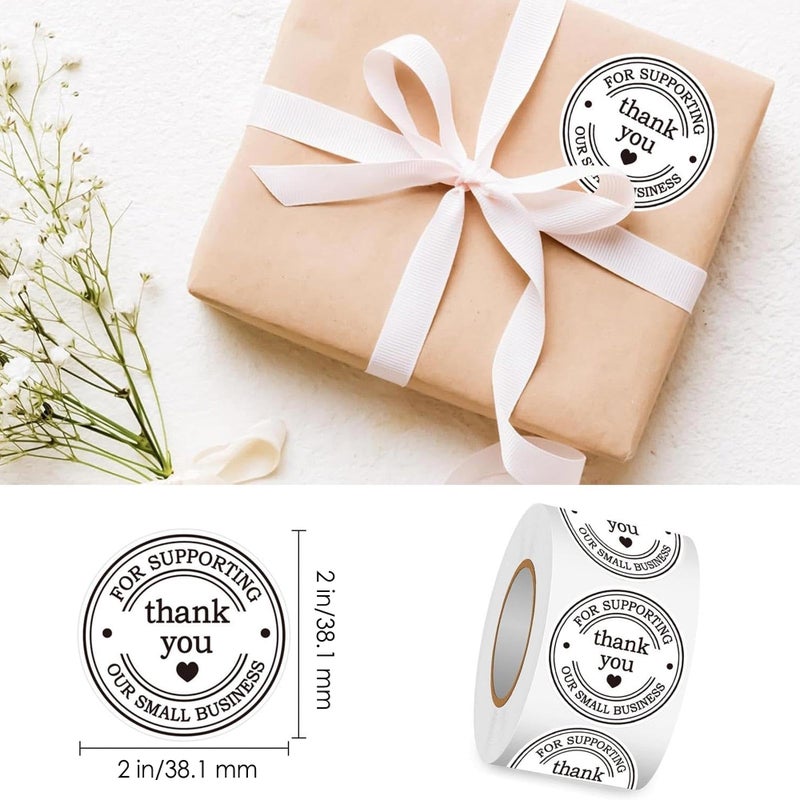 Well Tile 1.5" Round Thank You Stickers - Printed Thank You for Supporting Our Small Business Stickers with Hearts - 500 Thank You Labels Per Roll - Image 2